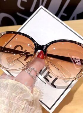 2026新款太阳眼镜女防紫外线大脸显瘦防晒时尚墨镜韩版级感贴钻