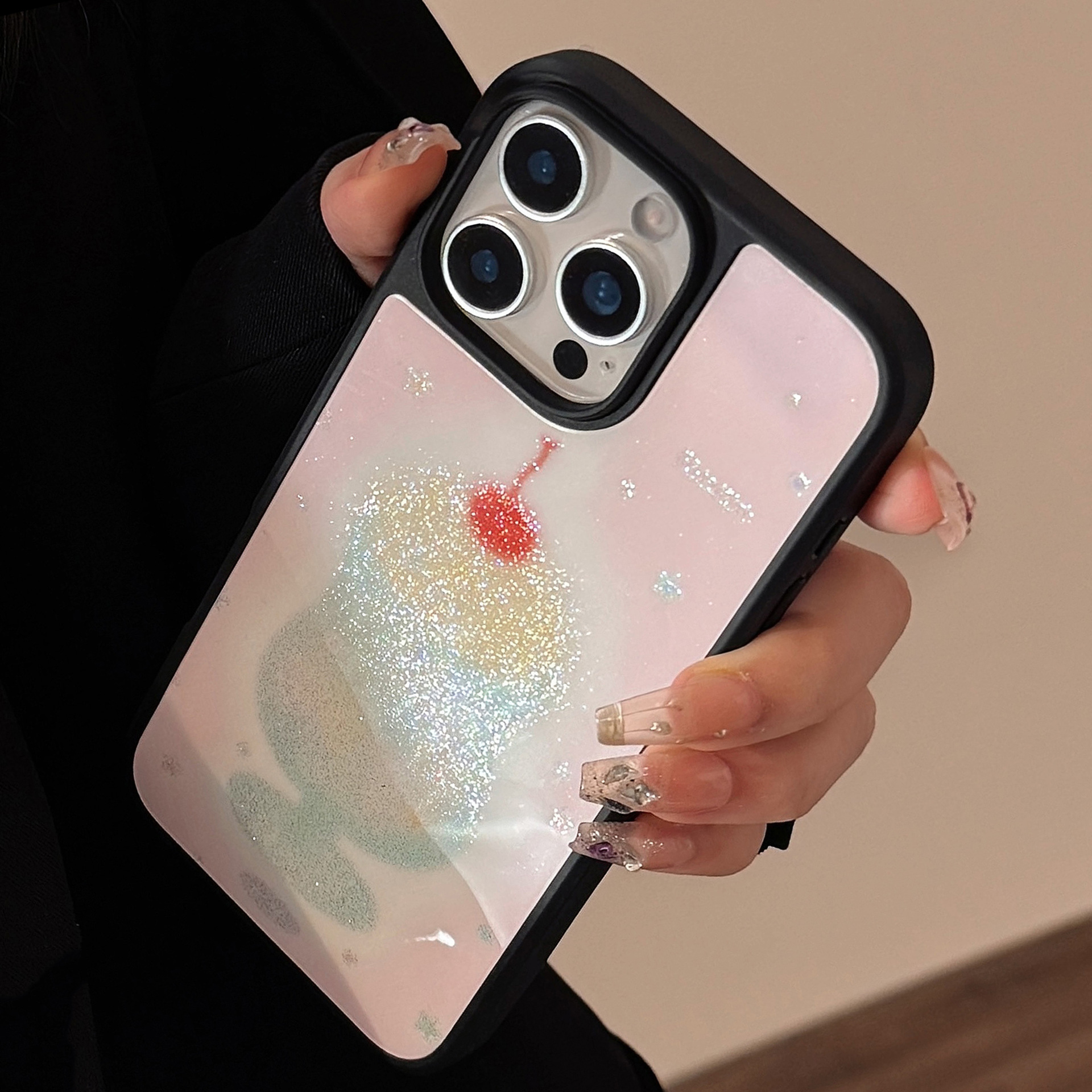 琉砂适用苹果16promax手机壳iphone15闪粉果汁杯12亚克力13韩系14