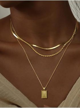 Layered Gold Silver Necklaces Women Pendant Trendy Jewelry