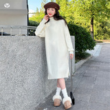 女童2025年春秋新款赫本风中长款毛衣女大童户外洋气圆领针织衫潮，童装毛衣，祺儿童装