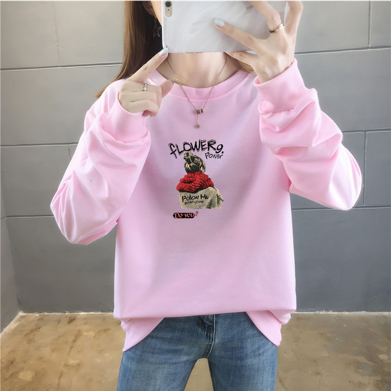 2025秋季新款含棉卫衣女潮学生圆领韩版薄款上衣时尚大码女装外套