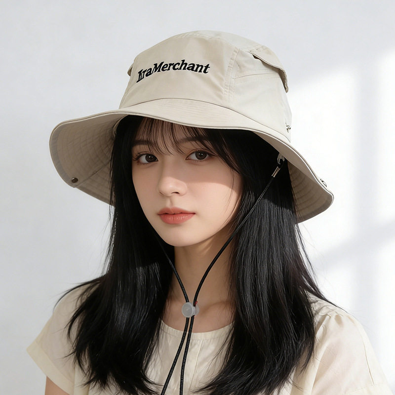 休闲帽子春夏季户外渔夫帽纯色女款出游露营防晒遮阳帽大檐韩系