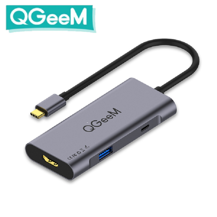 新品QGeeM USB C HUB多功能转换器三合一集线器-封面