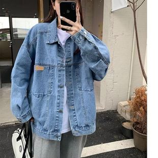 学生夹克上衣 ins潮复古港味宽松韩版 牛仔外套女春秋装 2025年新款