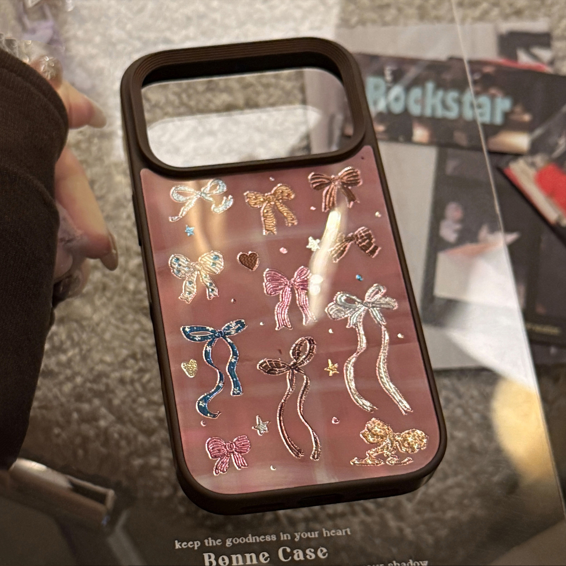 AceCase鎏金美拉德蝴蝶结iPhone16苹果17promax适用15手机壳14皮质13复古12防摔11硬