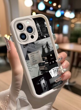 black white life fragments soft case适用iphone 11 12 13 14 15 16 17 pro max XR XS MAX 7 8 PLUS