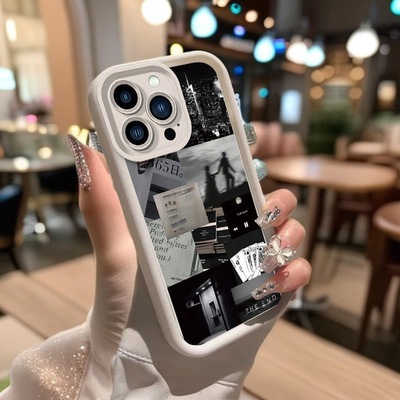 black white life fragments soft case适用iphone 11 12 13 14 15 16 17 pro max XR XS MAX 7 8 PLUS