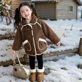 女童呢子外套秋冬款2025新款冬季儿童拜年服女红色加绒呢大衣，童装外套，祺妙童装