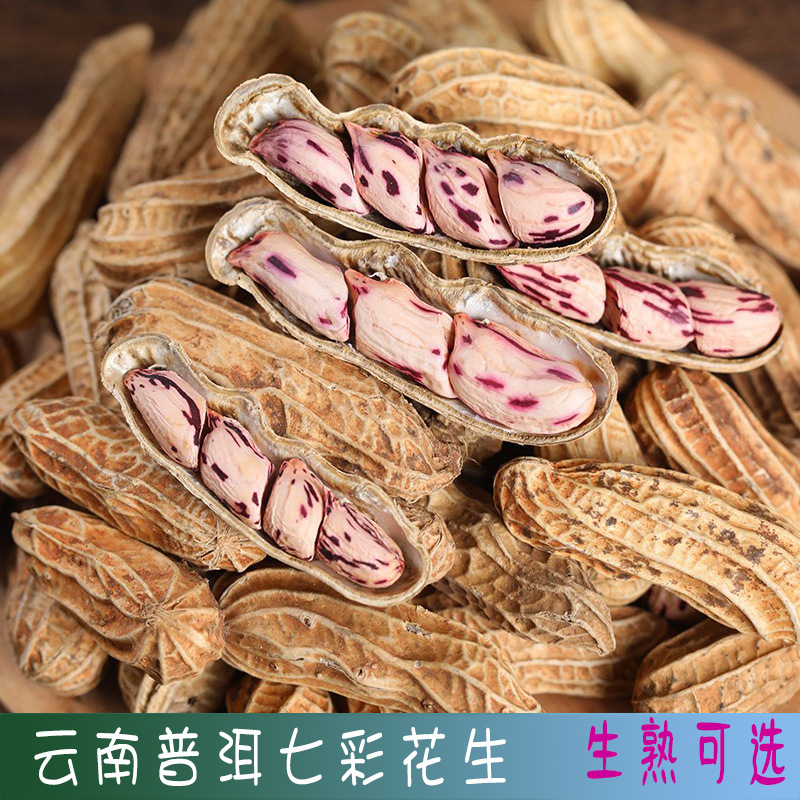 新货云南七彩花生带壳生熟野地花生米黑花生特级普洱特产包邮