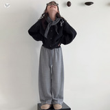 女童2025年冬季新款腰口撞色休闲裤女大童户外加绒保暖拼接弯刀裤，童装裤子，祺儿童装