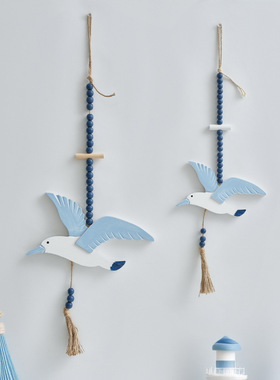 地中海装饰壁挂木质海鸟客厅彩绘海鸥飞鸟咖啡厅墙壁背景挂件装饰