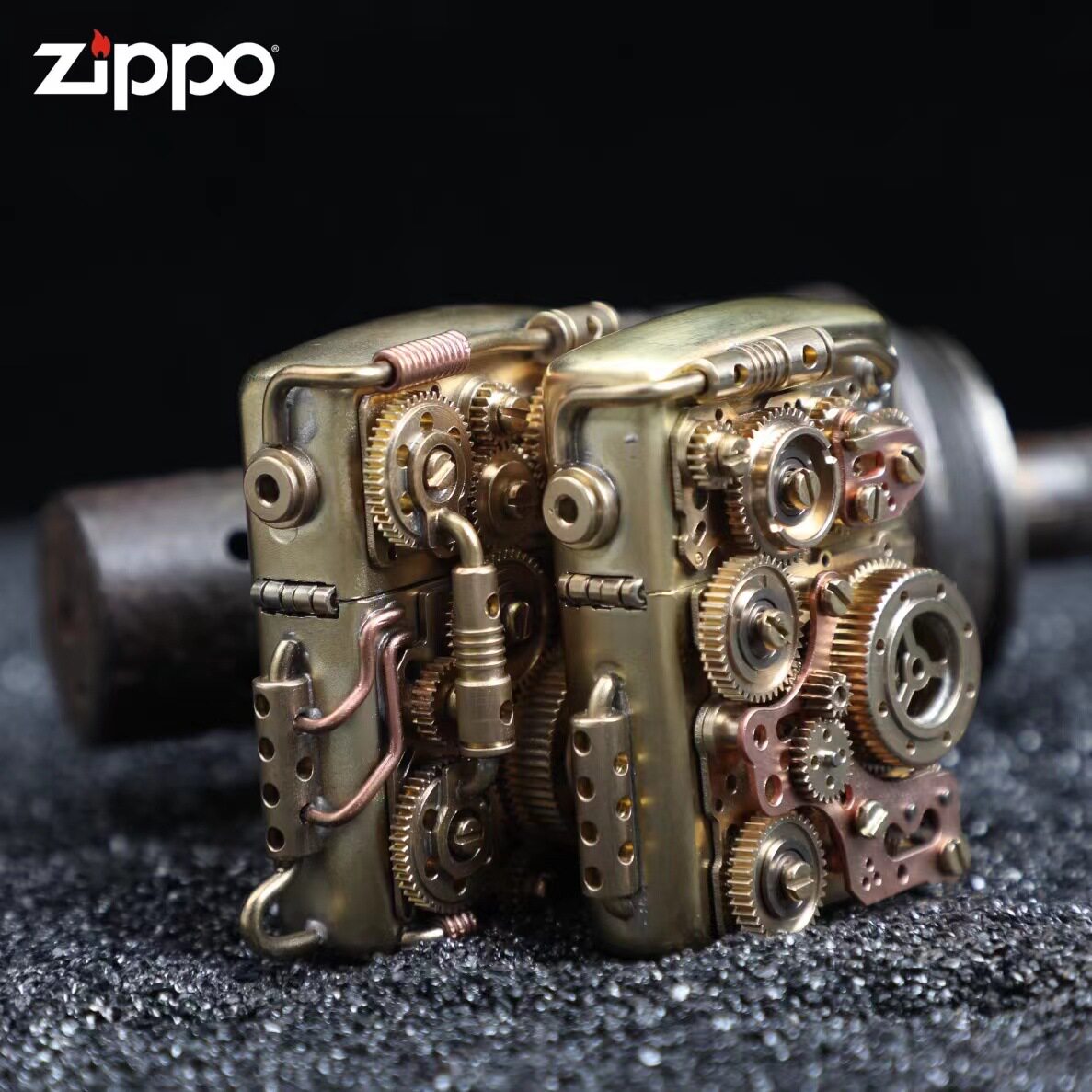 官正品ZIPPO芝宝美国原版防风砂轮煤油打火机蒸汽朋克黄铜齿轮礼