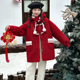 加绒加厚红色毛呢中长款 新款 红色拜年服 2025冬装 女童毛呢外套冬季