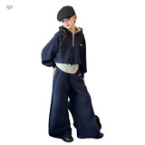 女童运动套装2025秋季新款中大童假两件卫衣阔腿裤绣花两件套春秋，童装休闲套装，祺儿童装