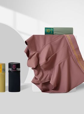 Alansteen夏季薄款冰丝无痕内裤士提花透气平角裤个性男四角裤头