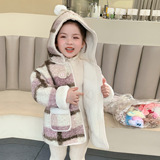 女童外套秋冬2025新款儿童洋气冬季时髦加绒加厚冬装呢子大衣P91，童装外套，祺妙童装