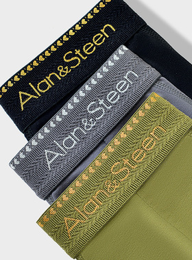 Alansteen虚线点缀莫代尔棉三角内裤中腰纯色大码时尚个性男短裤