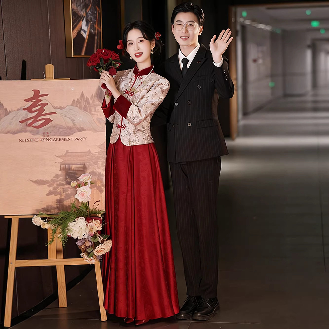新娘敬酒服旗袍2026新款复古国风中式结婚订婚礼服外套连衣裙套装