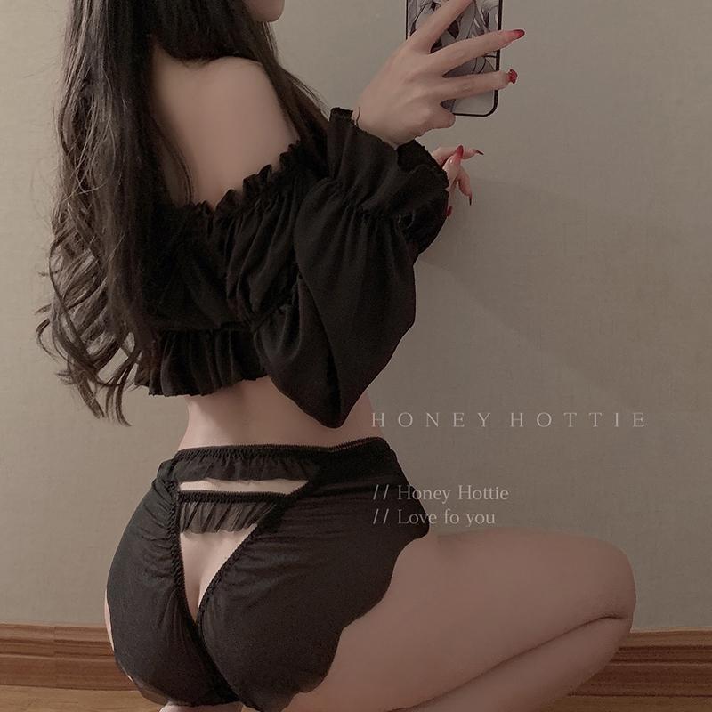 芳心纵火*纯欲性感蕾丝网纱透明蝴蝶结低腰镂空少女内裤三角裤