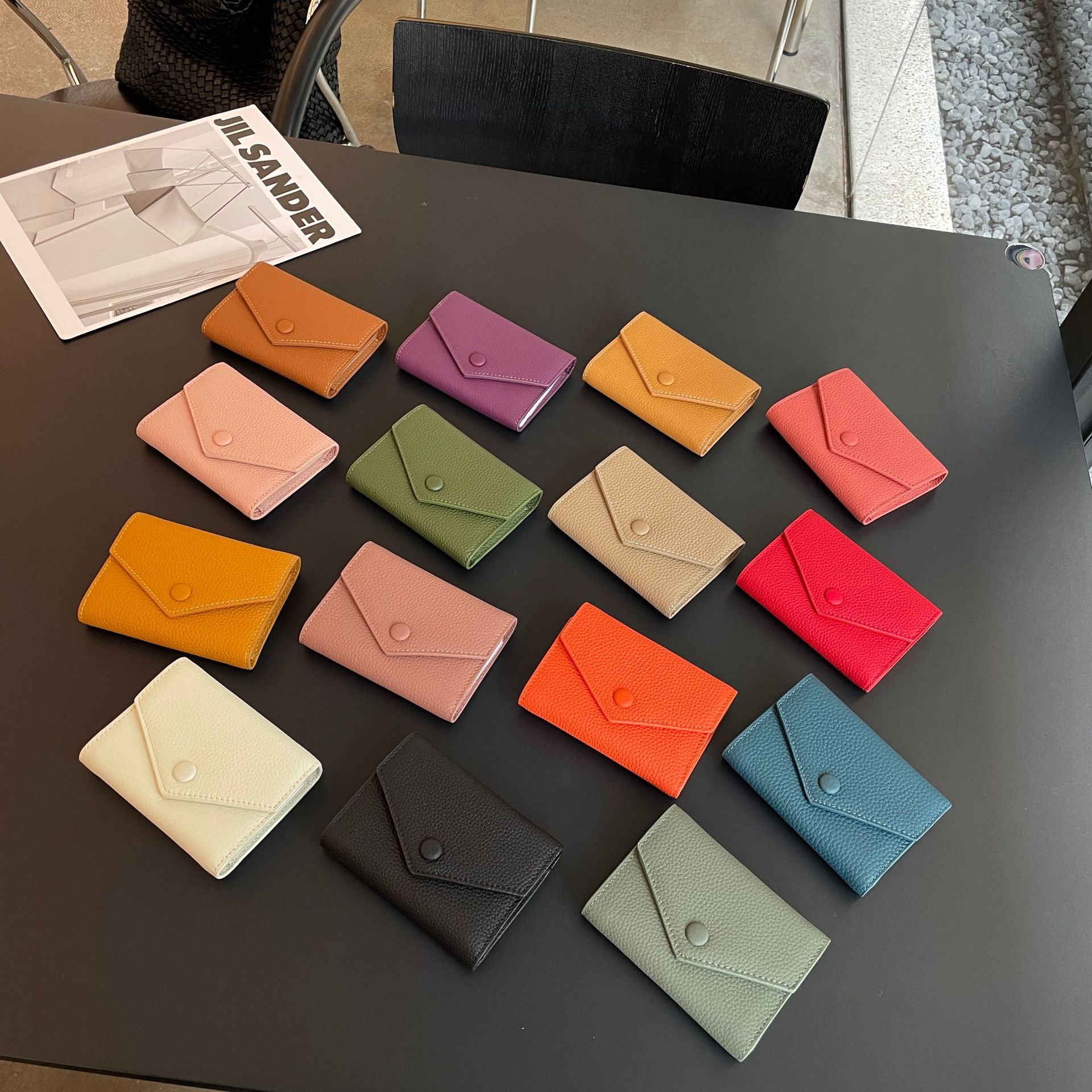 真皮钱包女短款简约折叠三折头层牛皮钱夹日韩信封零钱包2024新款