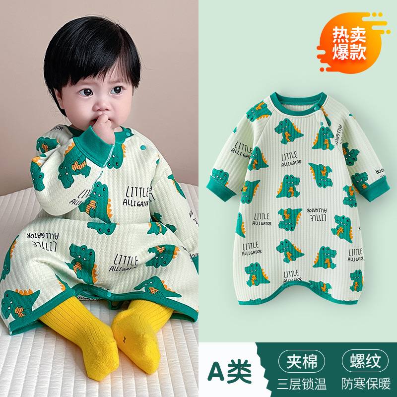 家居服婴儿女连体衣加厚