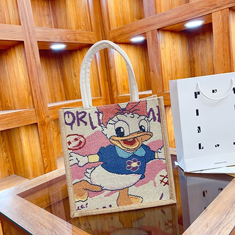 亚麻布包包女手提包大容量卡通麻布购物袋团购礼品手伴礼袋托特
