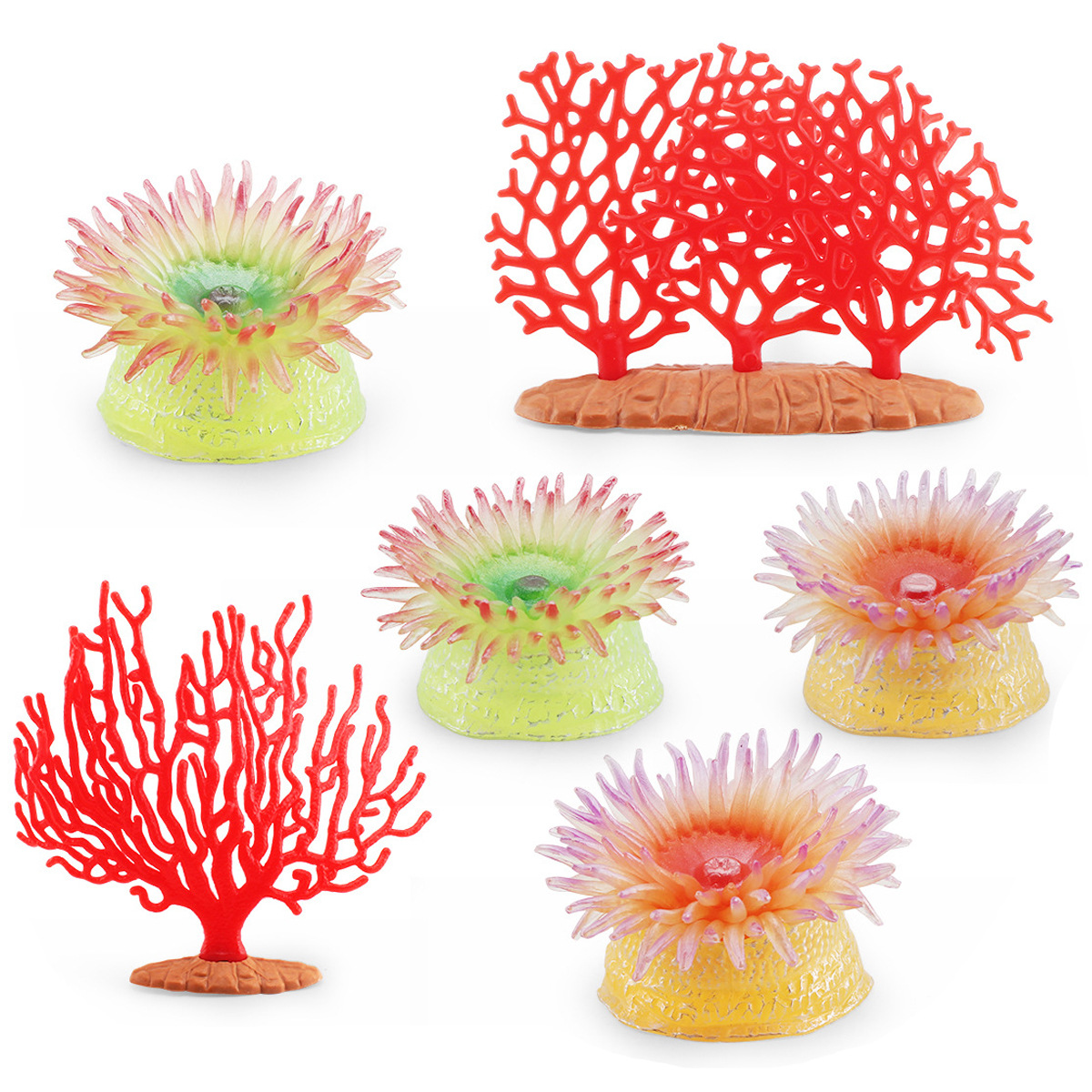 6款珊瑚海葵模型仿真海洋生物