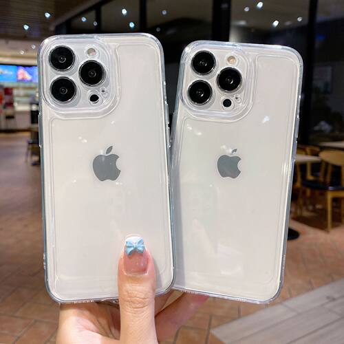 适用iphone14promax手机壳苹果15/16/17透明手机壳透黑高级感全包防摔手机壳iphone11/12/13保护套