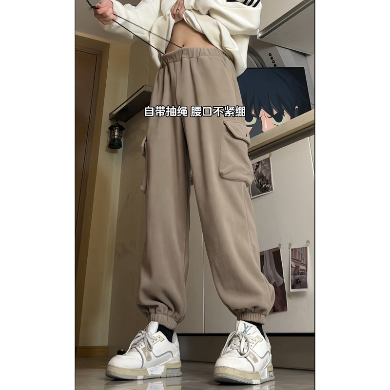 工装休闲裤秋冬新款加绒长裤复古宽松束脚卫裤K2245-P47控58，男装休闲裤，电商A362