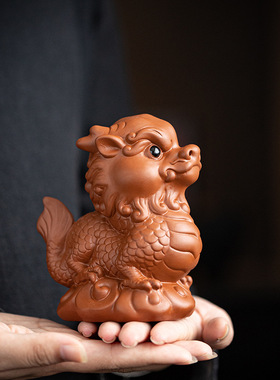 紫砂祥龙茶宠摆件精品可养茶玩招财生肖龙茶台桌面装饰品茶具配件