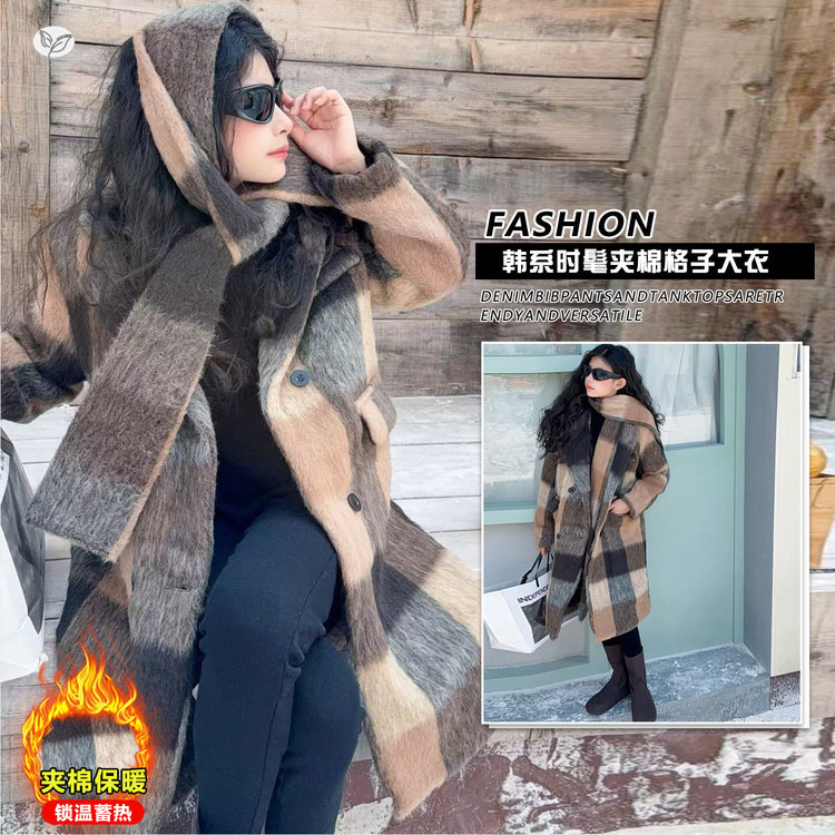 女童呢大衣夹棉加厚2025秋冬新款长款韩系风衣外套中大童冬装时尚，童装外套，祺儿童装