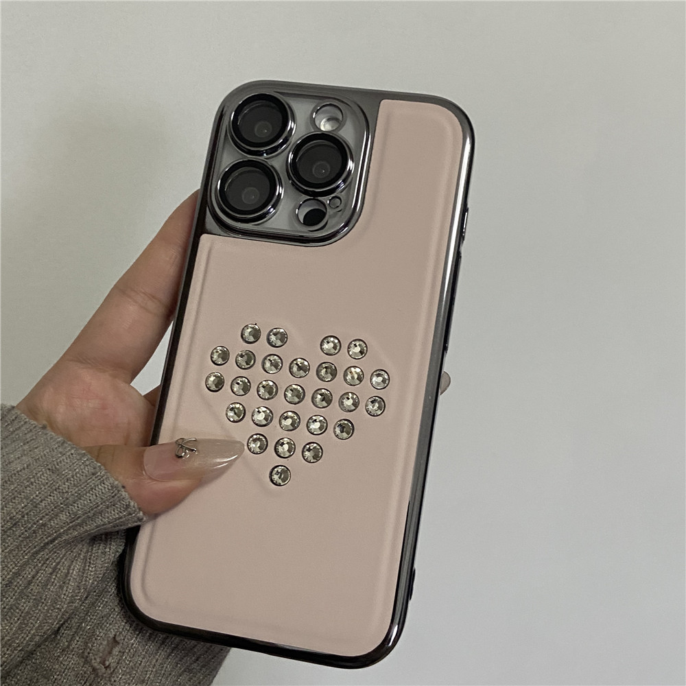 日韩电镀爱心钻适用iphone 17pro手机壳16pro防摔14个性13/12超薄