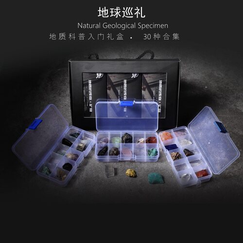 30种矿石古生物化石标本科普教学