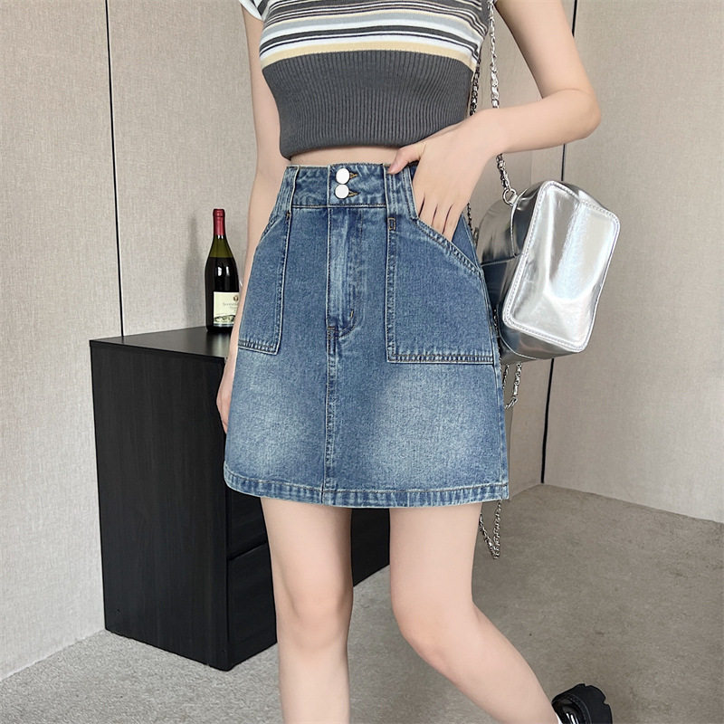 牛仔裙复古腰牛仔短裙女夏季新款a字裙显瘦百搭防走光包臀半身裙