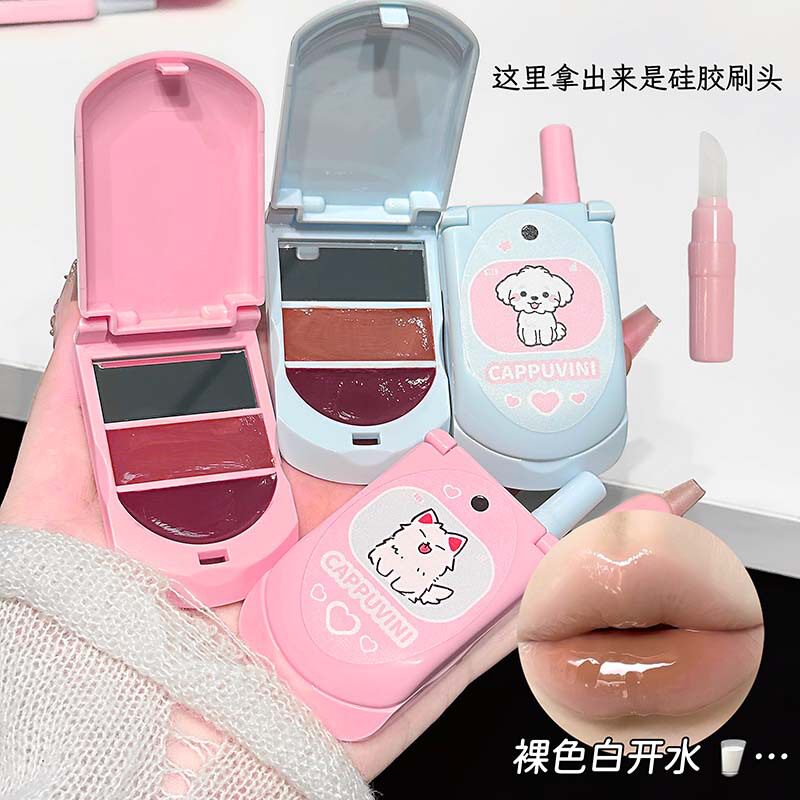 触屏萌兽固体唇蜜自带镜子