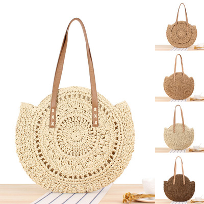 Round paper rope woven bag beach vacation bag fashionable