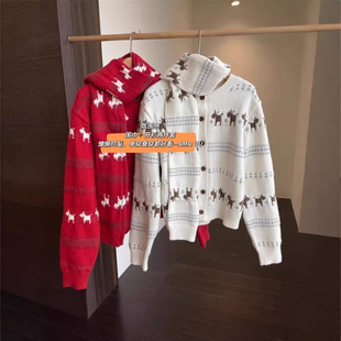 设计感小众 女外套25秋冬新 围巾两件套费尔岛慵懒针织开衫