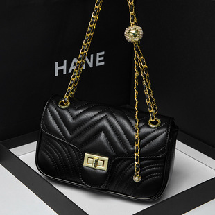 链条包女钻石金球马蒙小方包真皮肩斜挎包斜挎轻奢品牌女包