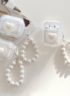 简约韩系立体双重爱心适用AirPods3保护套AirPods第三苹果airpo