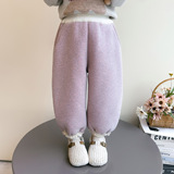 女童加绒裤子秋冬季2025新款女超好看一体绒冬装儿童加厚卫裤，童装裤子，祺妙童装
