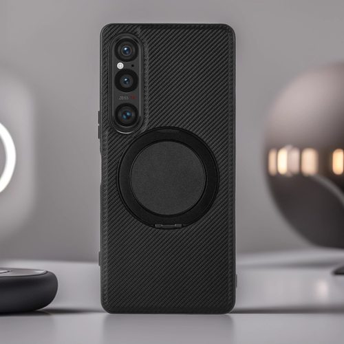 ViLi适用Xperia 1VII碳纤纹手机壳Xperia 10V旋转支架磁吸皮套索尼5IV编织纹保护套Xperia1 VIII 2026贴皮壳