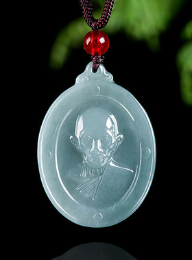 天然A货翡翠蓝水龙婆瑞佛牌东南亚泰国财神玉石吊坠男女项链挂件