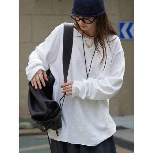 圆领简约竹节棉柔软女宽松