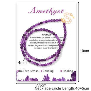 爆款热卖4mm天然石圆珠项链女紫水晶细珠链条时尚手链送朋友礼物