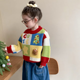 女童针织毛衣冬季2025新款儿童套头保暖加厚洋气时髦冬装女上衣，童装毛衣，祺妙童装