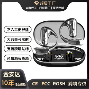 新款跨境开放式无线蓝牙耳机OWS28运动降噪5.3版本不入耳透明音质