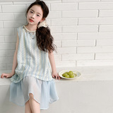 女童夏裙子2025新款波西米亚彩条拼接连衣裙中大童无袖中长裙轻薄，商品下架区，祺儿童装