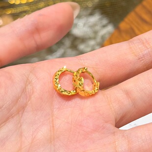 沙金久不掉色爆闪满天星车花耳扣轻奢不规则切面耳圈耳环耳扣