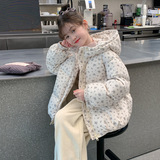 女童棉服冬装外套2025新款洋气时髦儿童棉衣大童冬季女孩碎花棉袄，童装棉衣，祺妙童装