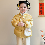 女小童风棉衣冬季加绒加厚拜年服冬装儿童新中式盘扣棉服P112，童装棉衣，祺妙童装